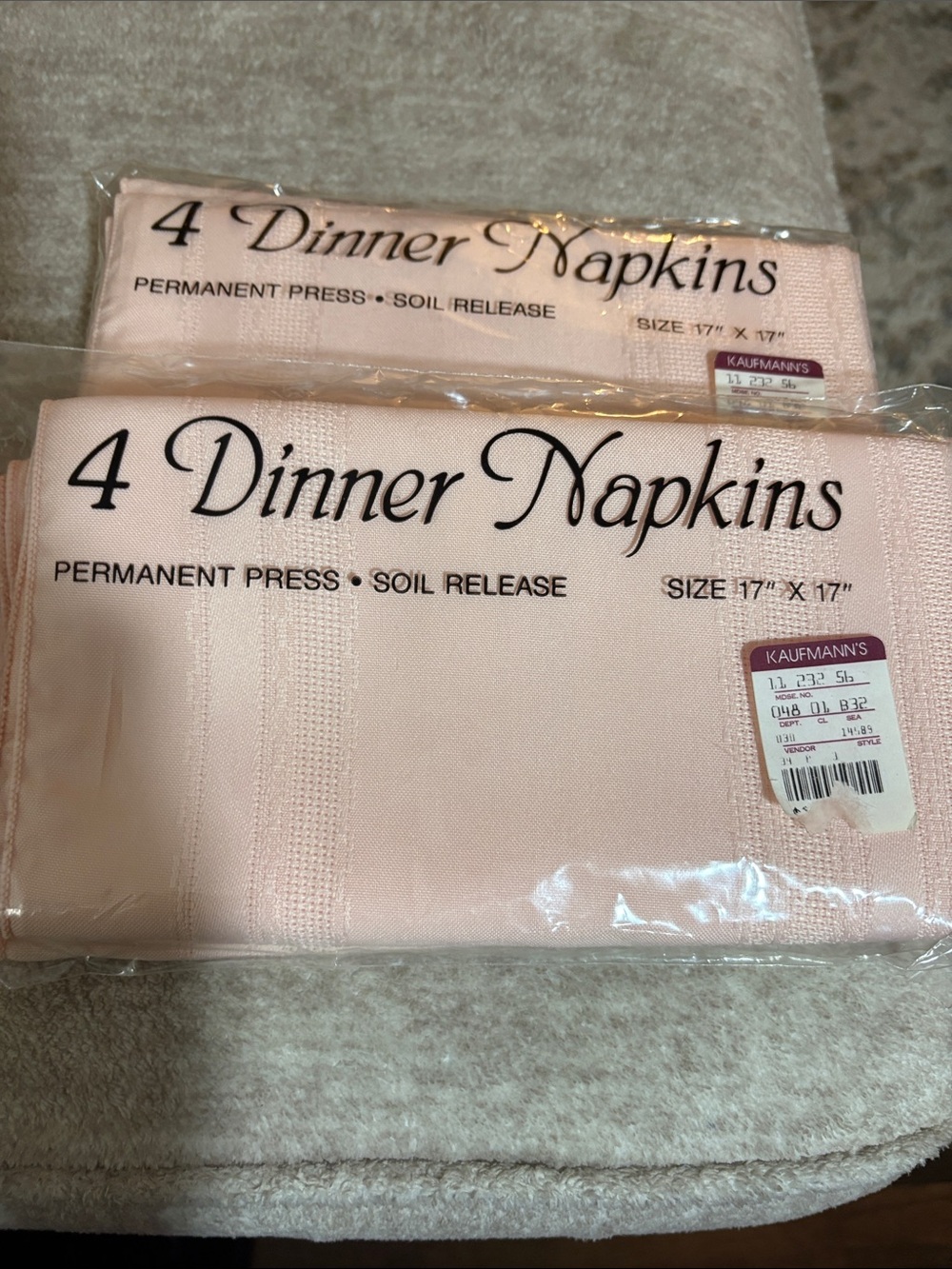 Bardwil linens Permanent press soil release Pink Dinner Napkins -2 Sets of 4 (8)